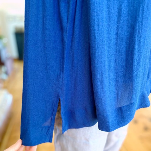 Free People Bold Blue Flowing Blouse with Beautiful Back Detailing - Picture 9 of 10